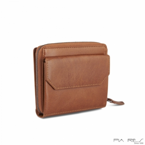 COMPACT WALLET WITH THREE COMPARTMENTS - CARDS, ZIP AND BUTTON WALLET
