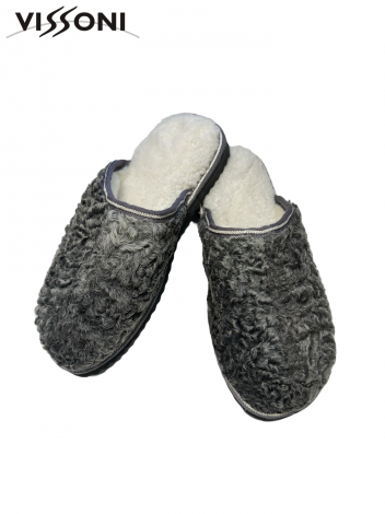 Дамски чехли от естествена астраган swakara - цвят Grey