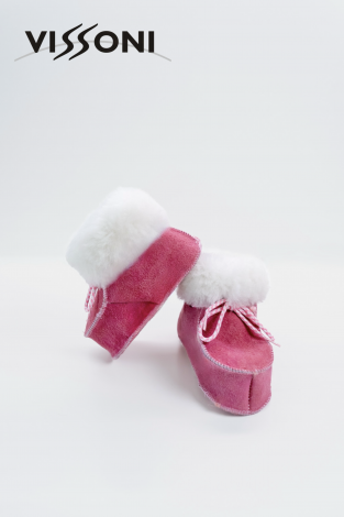 Бебешки буйки от 100% агнешка кожа - цвят Розов