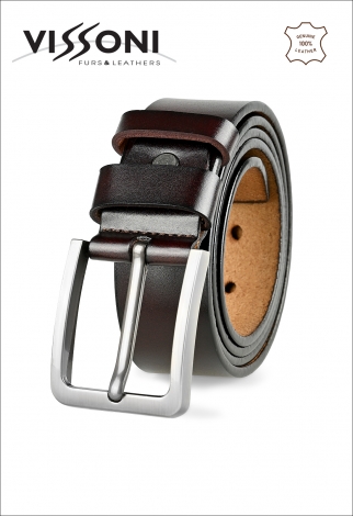 Мъжки кожен колан 3,5cm - Кафяв