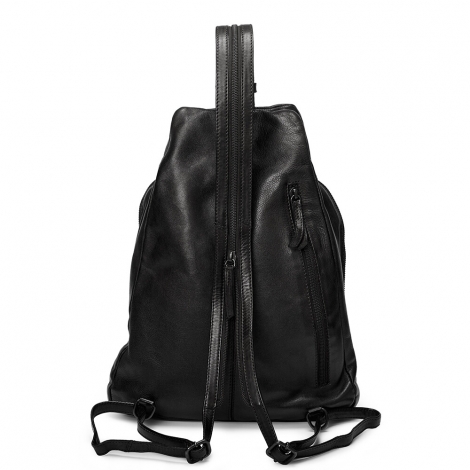 Ежедневна кожена раница – черна, с функционален дизайн