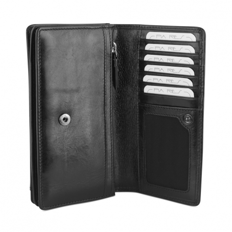 Голям дамски портфейл с организация за карти, банкноти и монети с цип