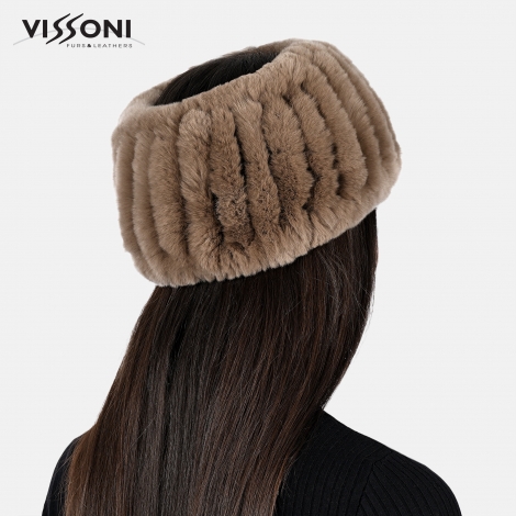 Лента за глава от 100% естествена Rex Chinchilla -  Бежав