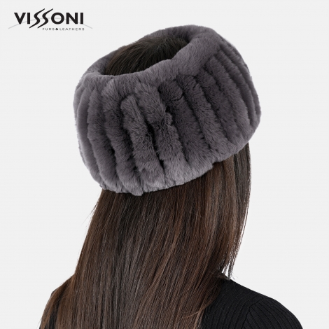 Лента за глава от 100% естествена Rex Chinchilla - Графит