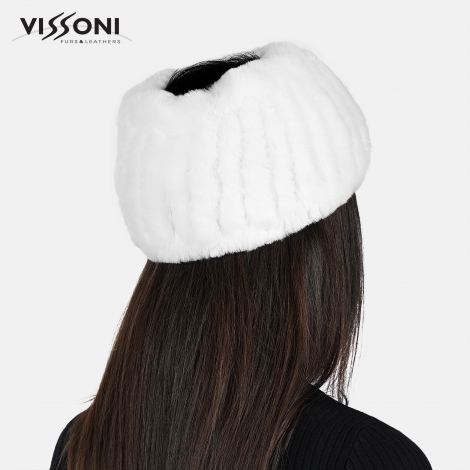 Лента за глава от 100% естествена Rex Chinchilla - Бял