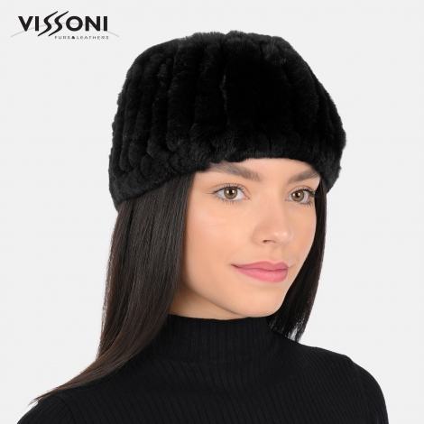 Лента за глава от 100% естествена Rex Chinchilla - Черен