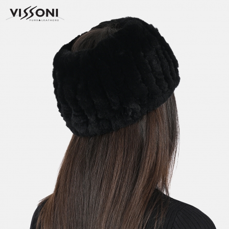 Лента за глава от 100% естествена Rex Chinchilla - Черен