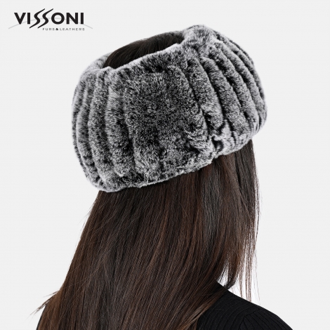 Лента за глава от 100% естествена Rex Chinchilla - Ice Grey