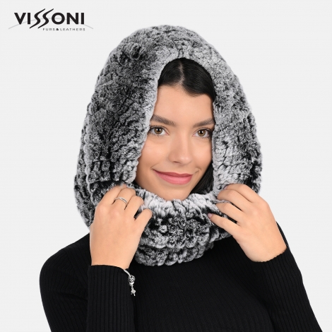 Дамски шал от естествен косъм на Rex Chinchilla - 4 в 1