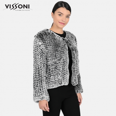 Дамска елегантна жилетка от естествен косъм на Rex Chinchilla - Ice Grey