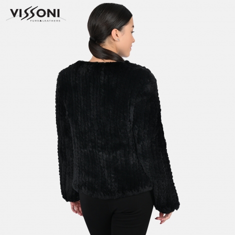 Дамска елегантна жилетка от естествен косъм на Rex Chinchilla - Black