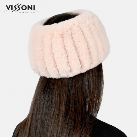 Лента за глава от 100% естествена Rex Chinchilla - Бебешко розово