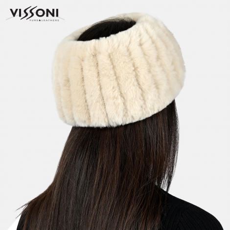 Лента за глава от 100% естествена Rex Chinchilla - Екрю