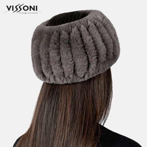 Лента за глава от 100% естествена Rex Chinchilla - Кафяв графит