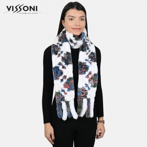 Дамски шал от естествен косъм на Rex Chinchilla - White Flo