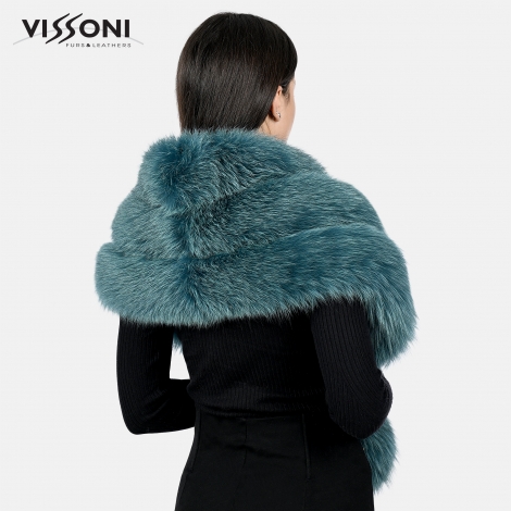 Луксозна наметка от лисица - Зелен джин