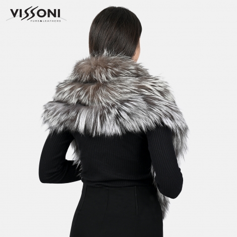 Луксозна наметка от лисица - Сребърна