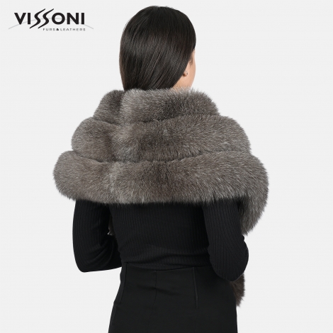 Luxurious fox fur cape - Silver frost