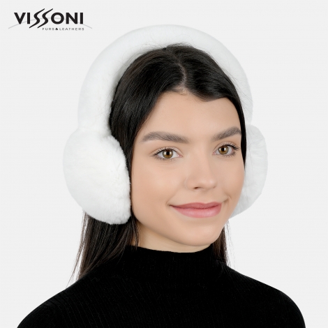 Наушници от 100% естествена Rex Chinchilla - цвят White