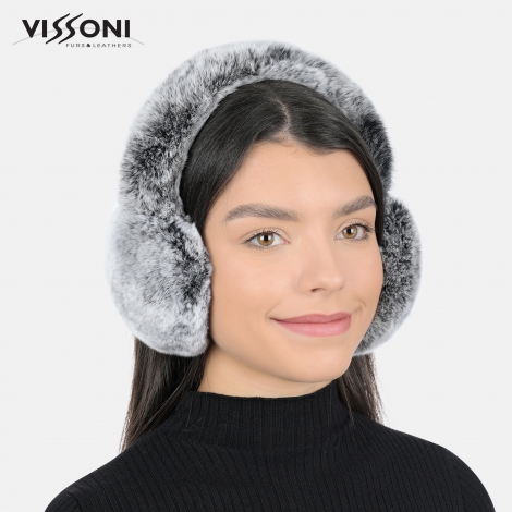 Наушници от 100% естествена Rex Chinchilla - цвят Ice Grey