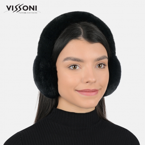 Наушници от 100% естествена Rex Chinchilla - цвят Black