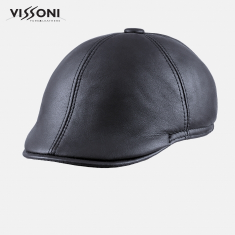 Мъжки кожен каскет от агнешка кожа - Тъмно синя