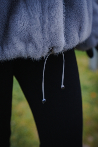 Women′s natural mink coat with hood - Sapphire