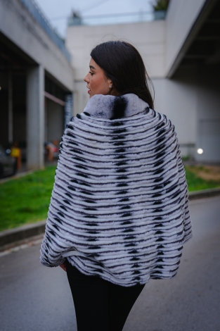 Дамска пелерина Rex Chinchilla - Ice Grey with White