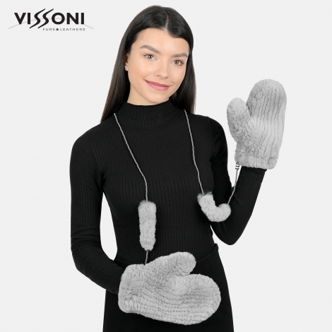 Ръкавици от естествен косъм на Rex Chinchilla - Сив