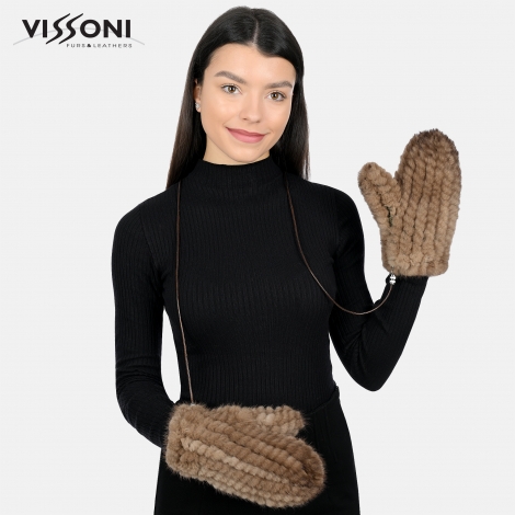 Ръкавици от естествен косъм на Норка - Pastel