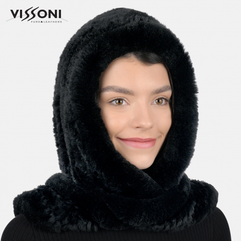 Дамски шал от естествен косъм на Rex Chinchilla - 4 в 1