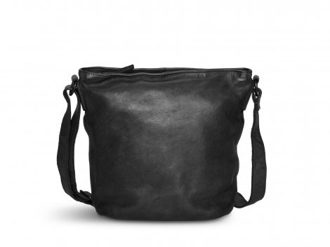 Кожена дамска чанта от телешка кожа - Черна