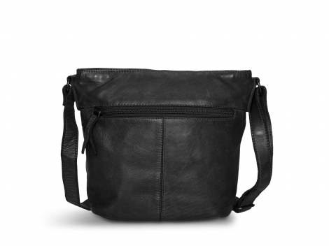 Кожена дамска чанта от телешка кожа - Черна